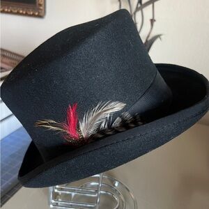 Black 100% Wool Fedora with Decorative Feathers